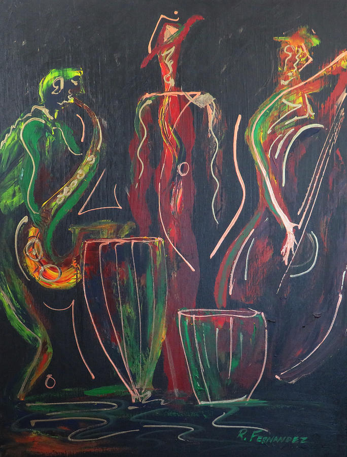 Jazz Cubano 1 Painting by Raymond Fernandez