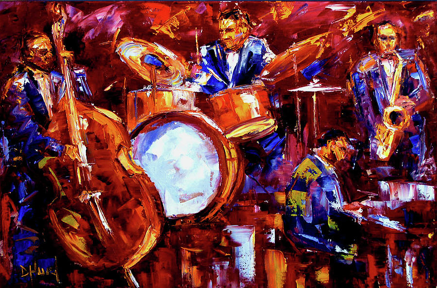 Jazz Impressions Painting by Debra Hurd