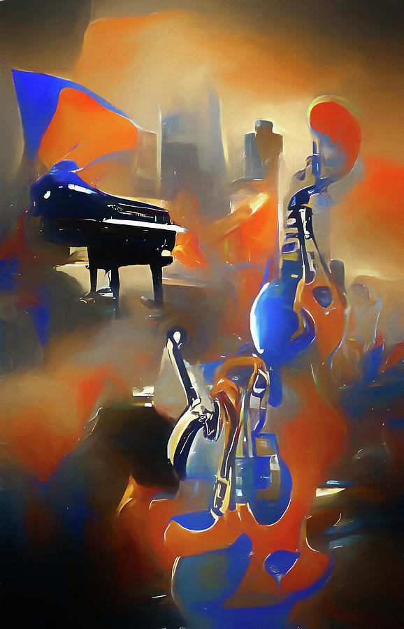 Jazz Digital Art - Jazz Modern Instruments Art by Dan Sproul