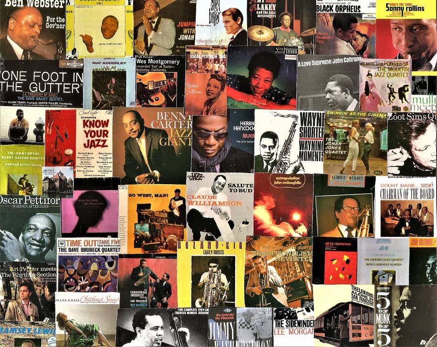 John Coltrane Digital Art - Jazz Music LP Collage 5 by Doug Siegel