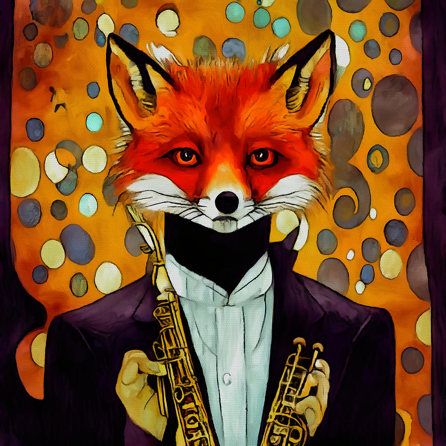 Jazz Noir Mr Fox Mixed Media by Ann Leech