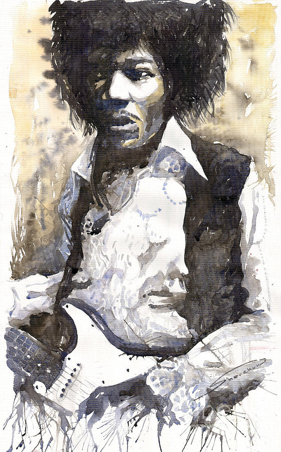 Jazz Painting - Jazz Rock Jimi Hendrix 04 by Yuriy Shevchuk