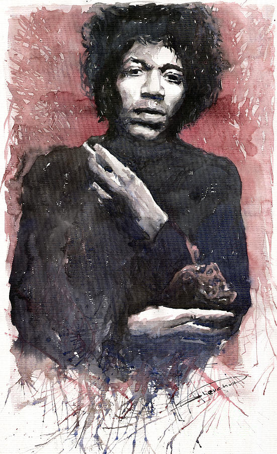 Jazz Painting - Jazz Rock Jimi Hendrix 05 by Yuriy Shevchuk