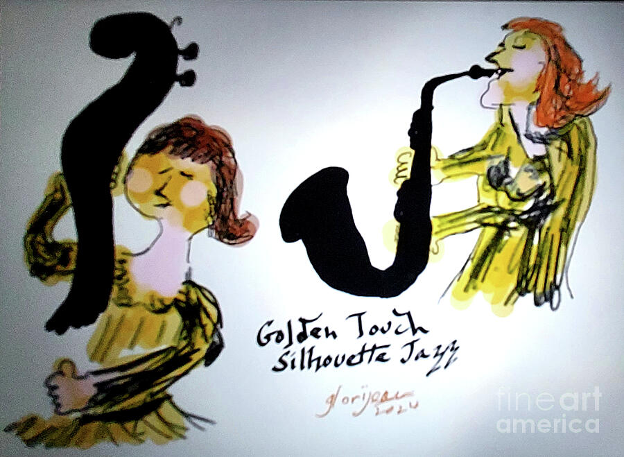 Jazz Silhouette Duo Stylus Sketch Photograph