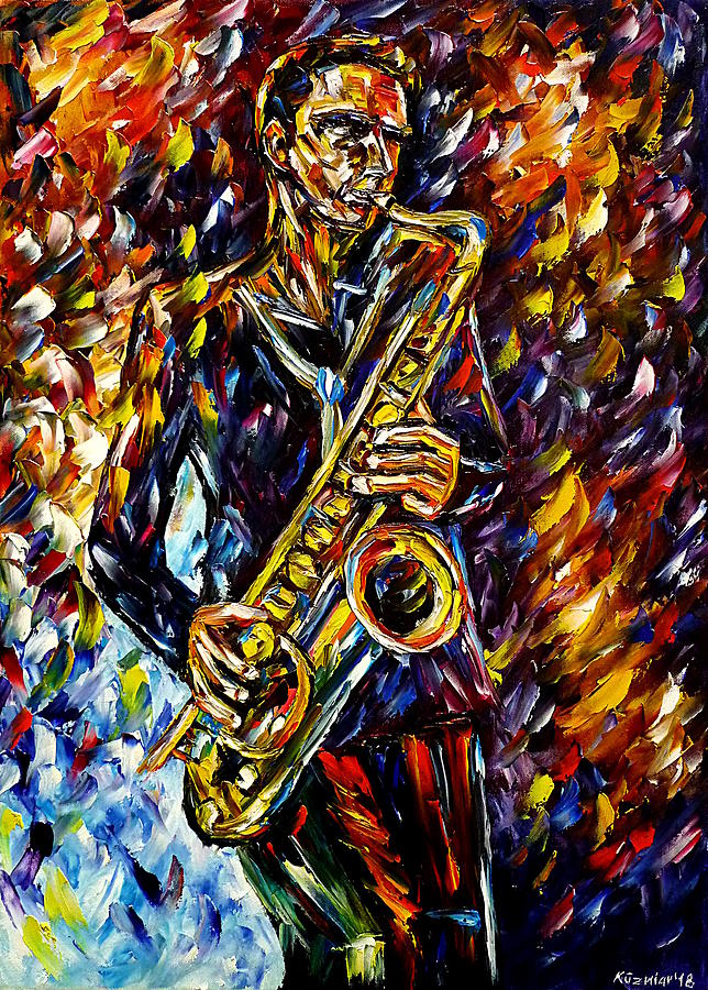 Jazz, Snake Davis Painting by Mirek Kuzniar