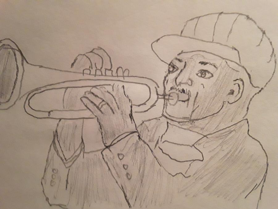 Jazz Trumpter Drawing by Liz Stokes - Fine Art America