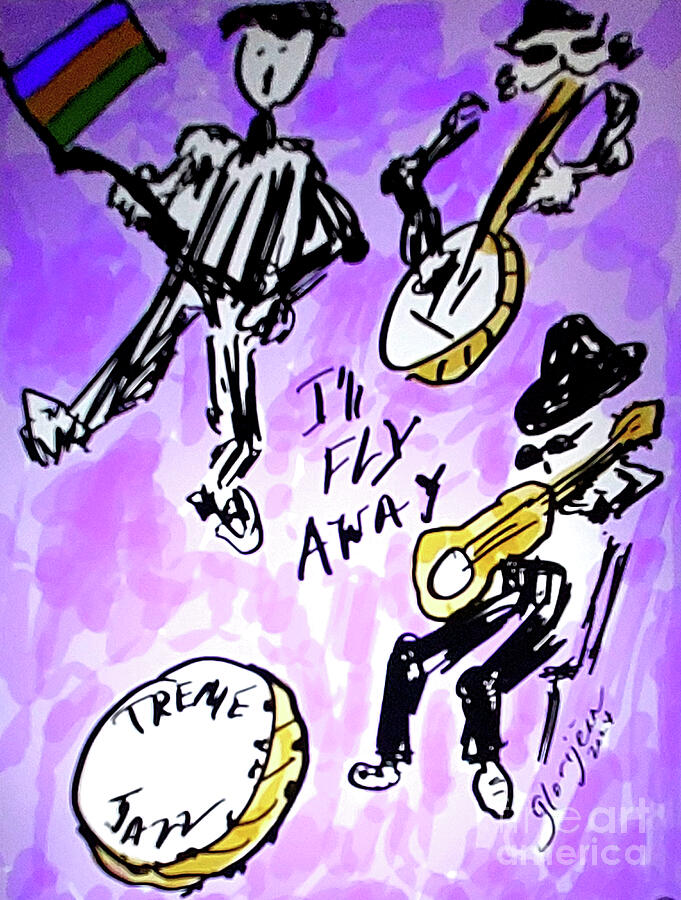 Jazzy Fly Away Purple Stylus Sketch Mixed Media