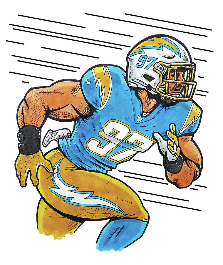 Joey Bosa White Drawing by Richard Miller - Fine Art America