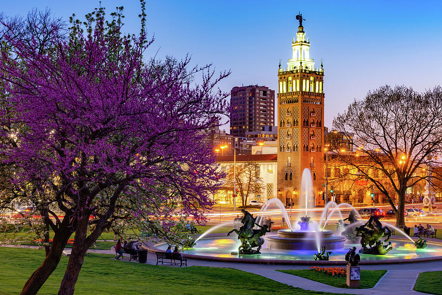 J.C. Nichols Fountain and Giralda Tower - Kansas City Plaza in Spring Photograph by Gregory Ballos