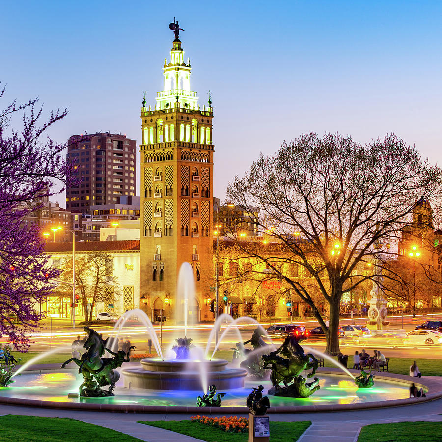 JC Nichols Fountain and Kansas City Plaza 1x1 Photograph by Gregory ...