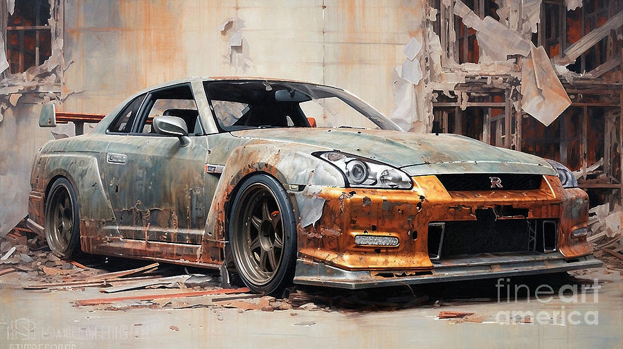 Jdm Car Nissan Skyline Gt R Drawing By Clark Leffler Fine Art America