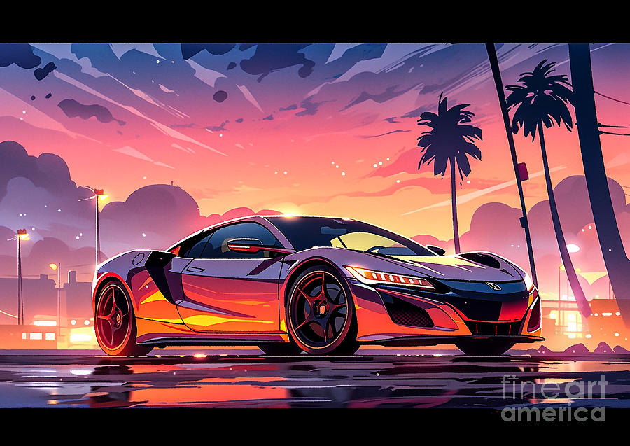 JDM car Honda NSX Acura NSX in the US 1 Drawing by Destiney Sullivan ...