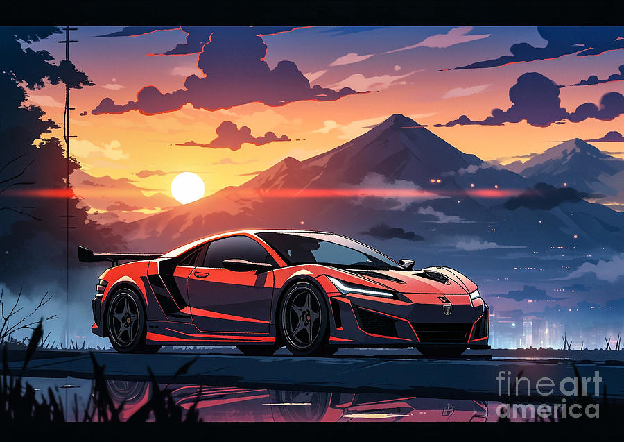 JDM car Honda NSX Acura NSX in the US 2 Drawing by Destiney Sullivan ...