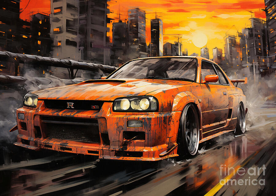 JDM car Nissan Skyline C210 Painting by Lowell Harann - Fine Art America