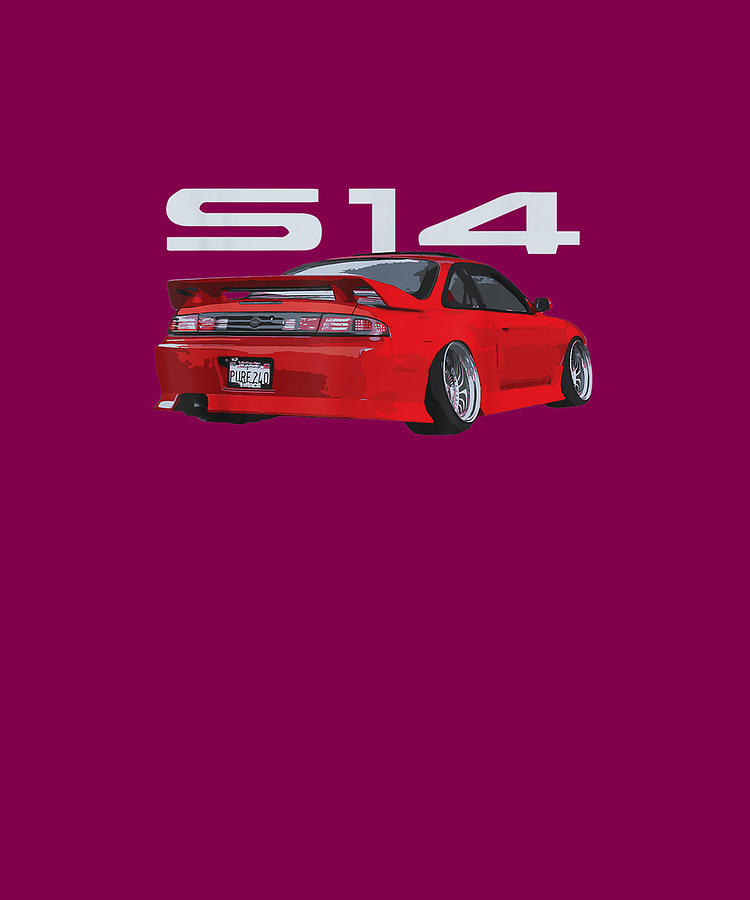 Jdm Car S13 240 Stanced Ultra Red Drift Machine Drawing by Thao Ngo