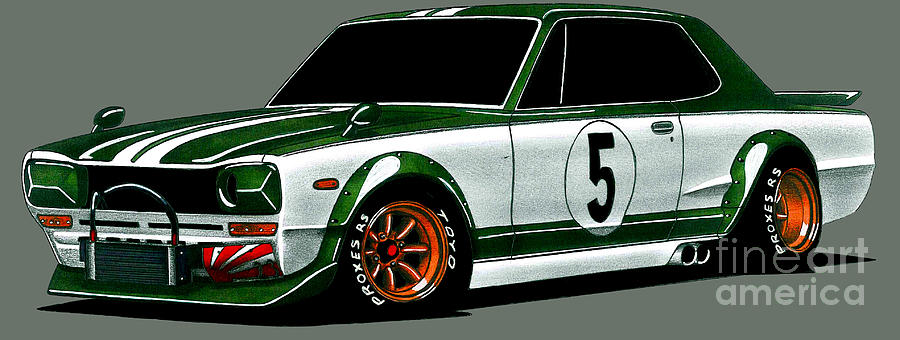 Jdm Legend Nissan Skyline 2000GT-R Coupe KPGC10 Drawing by