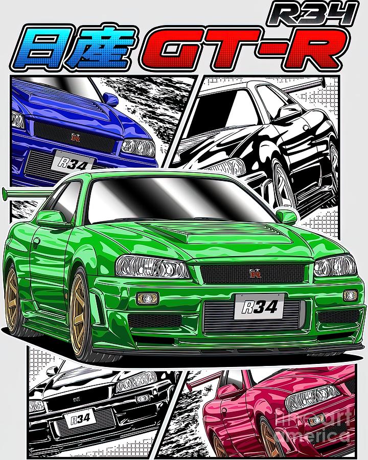 JDM Nissan Skyline GTR R34 Painting by Tiffany Rogers | Fine Art America