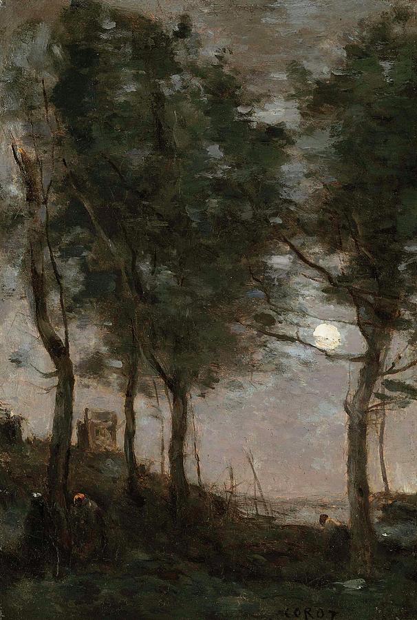 Jean Baptiste Camille Corot Moonlight by the sea Painting by Artistic ...