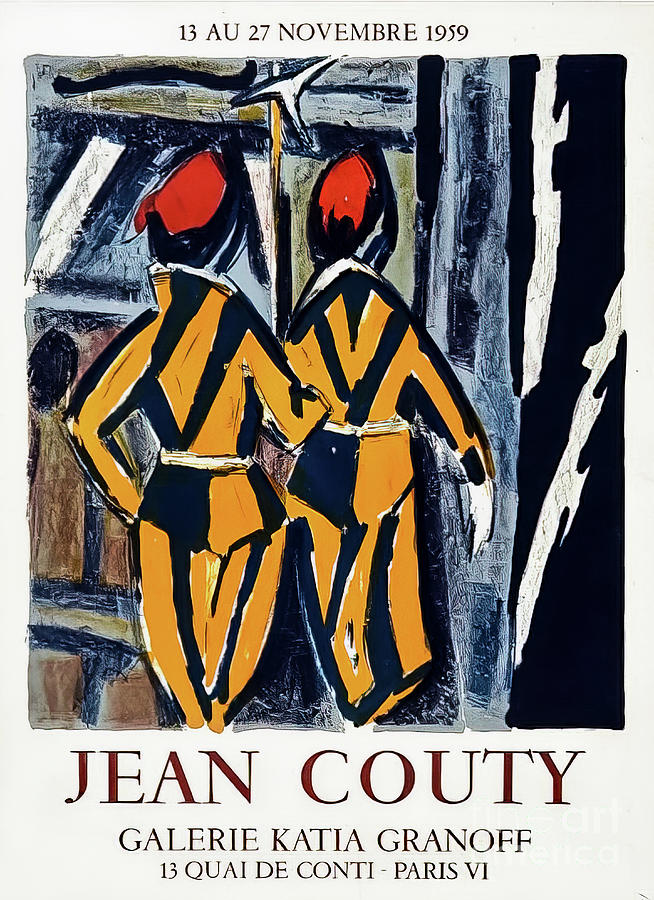 Jean Couty Art Exhibition Poster Paris 1959 Drawing by M G Whittingham