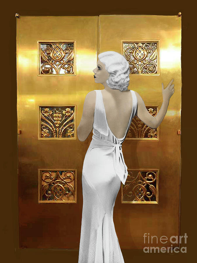 Jean Harlow and Art Deco Doors Digital Art by Maureen Tillman