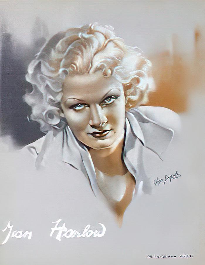 Jean Harlow - art by Sergio Gargiulo Mixed Media by Movie World Posters