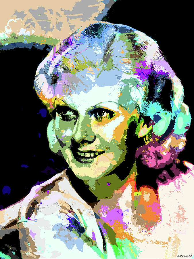 Jean Harlow psychedelic portrait Digital Art by Movie World Posters