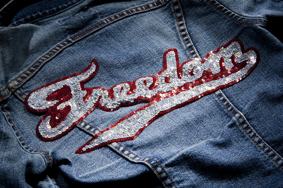 Jean jacket with Freedom patch Photograph by Tooga