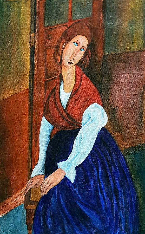 Jeanne Hebuterne reproduction Painting by Asha Sudhaker Shenoy