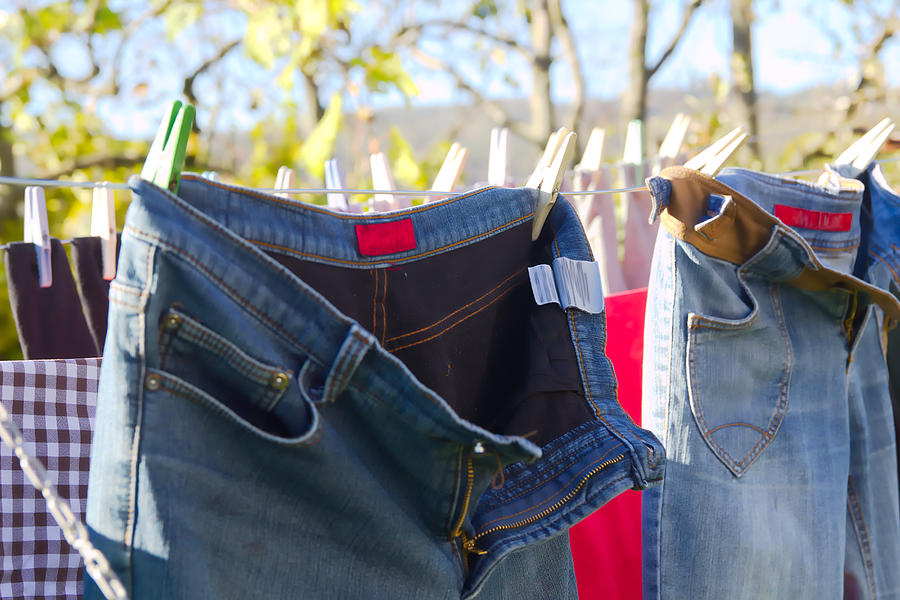 Jeans Trousers Laundry Drying Outdoors Photograph by YesKatja