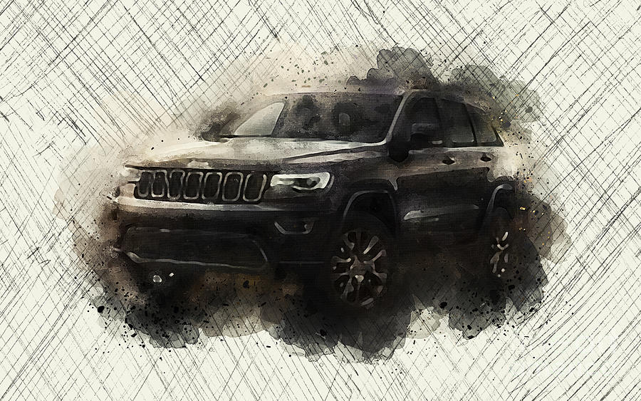 Jeep Grand Cherokee th Anniversary Model Drawing by Ola Kunde - Fine ...