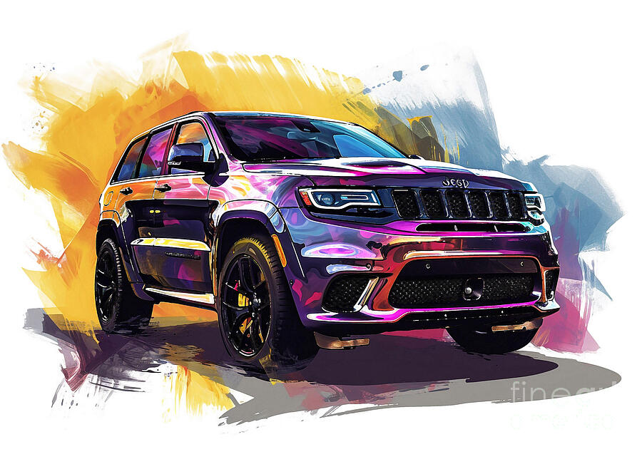 Jeep Grand Cherokee Trackhawk watercolor abstract vehicle Painting by ...