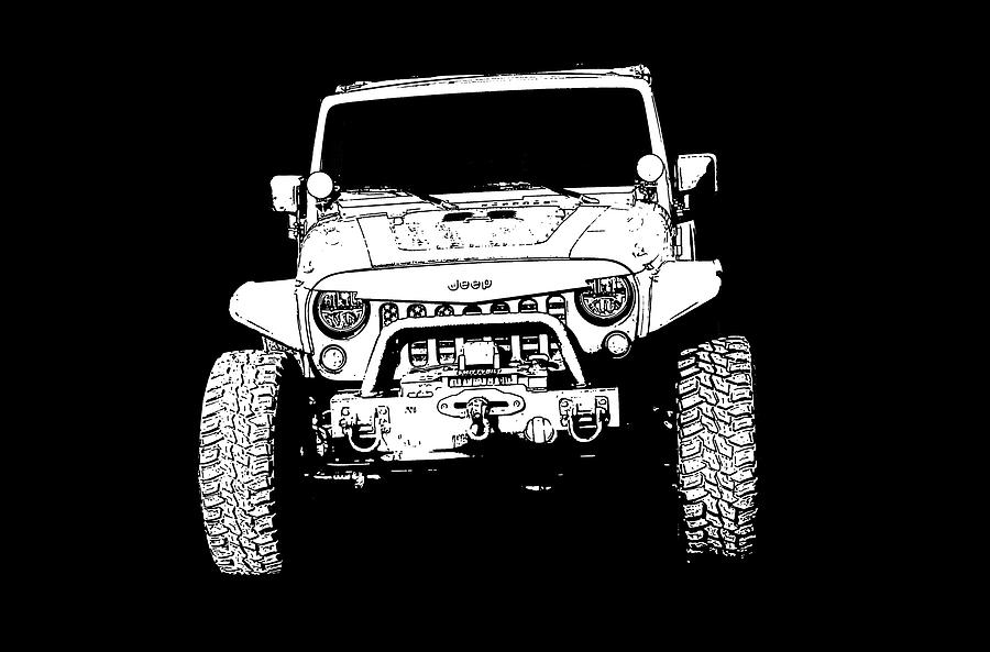 Jeep Stamp White Photograph by Stamp City
