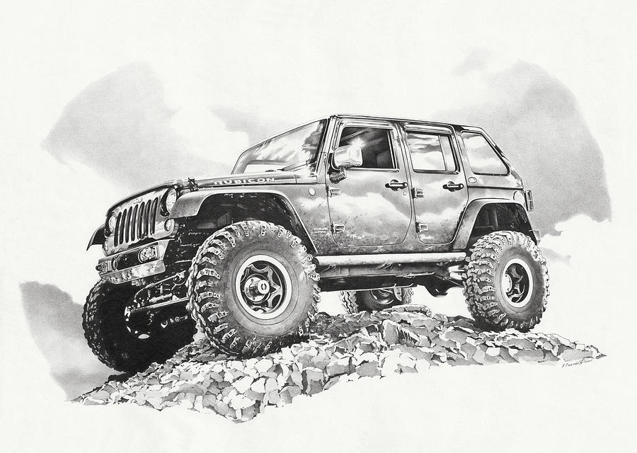 Jeep Wrangler Rubicon Drawing by Andrey Poletaev - Pixels
