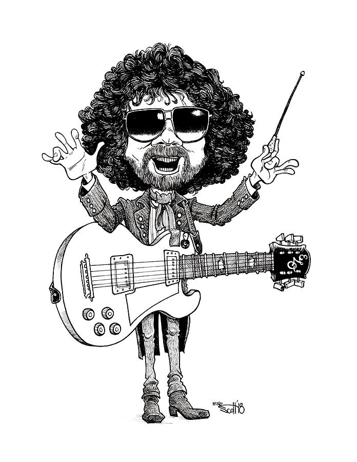 Jeff Lynne Drawing by Mike Scott