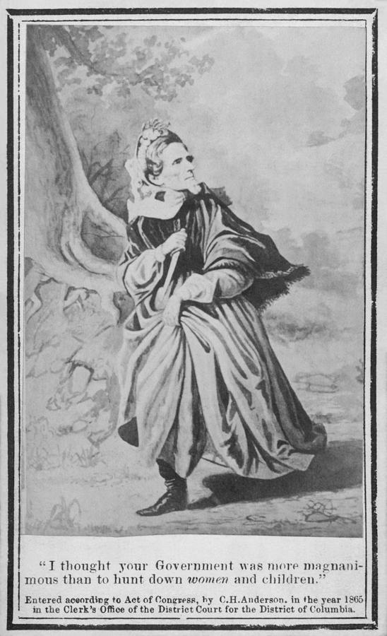 Jefferson Davis Escaping Dressed As A Woman - 1865 Drawing by War Is Hell Store