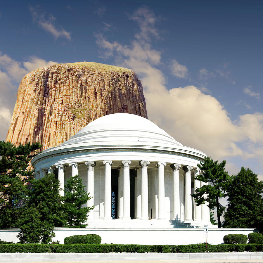 Jefferson Memorial and Devils Tower Photograph by Bob Pardue