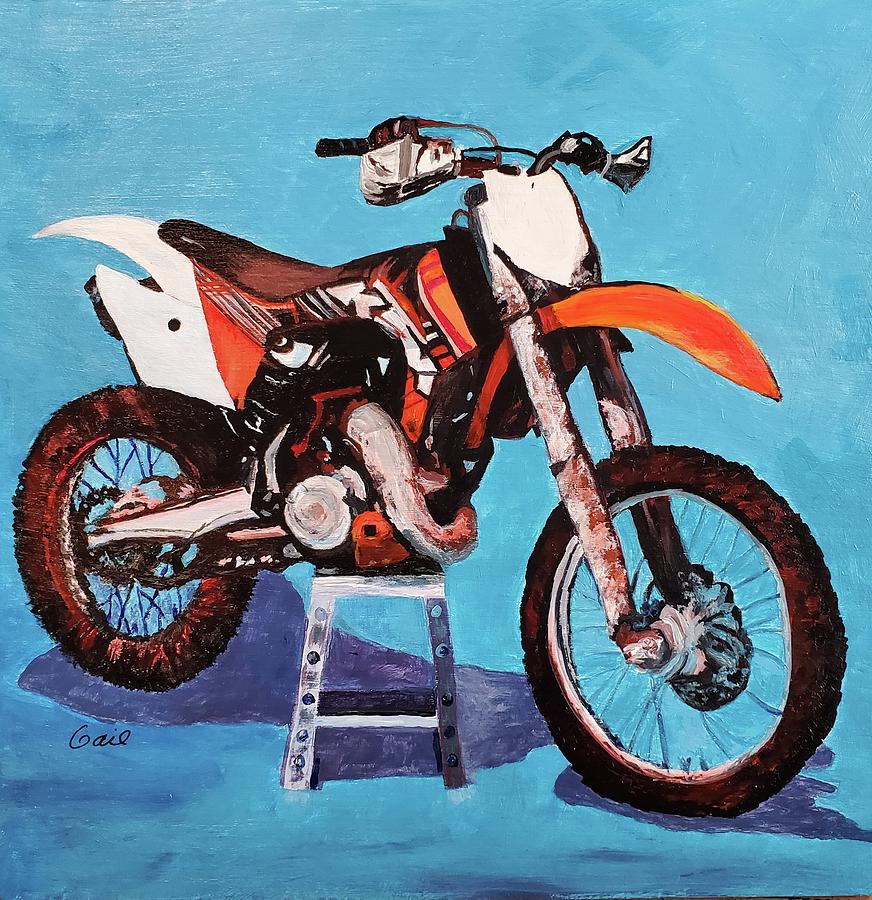 Jeffreys Motorbike Painting by Gail Friedman