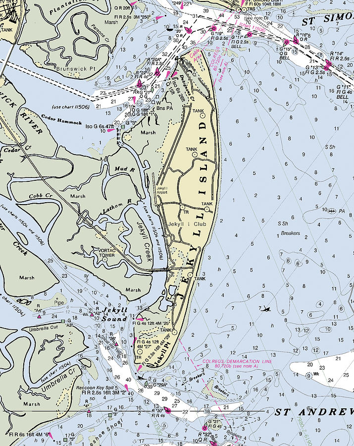 Jekyll Island Nautical Chart Digital Art by Sea Koast