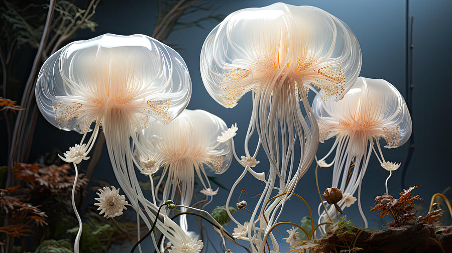 Jellies in the Ocean Digital Art by Evie Carrier