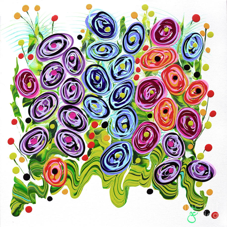 Jelly Bean Flowers Painting by Jane Crabtree