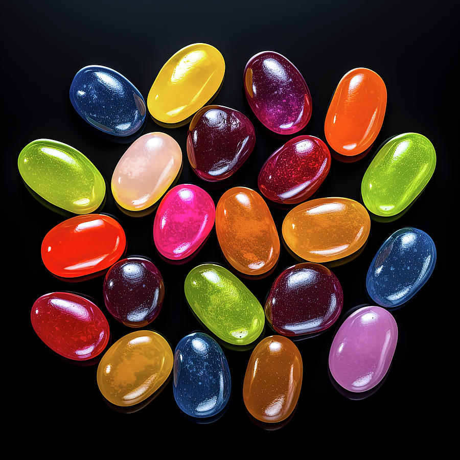 Jelly Beans on Black Digital Art by Mark Tisdale
