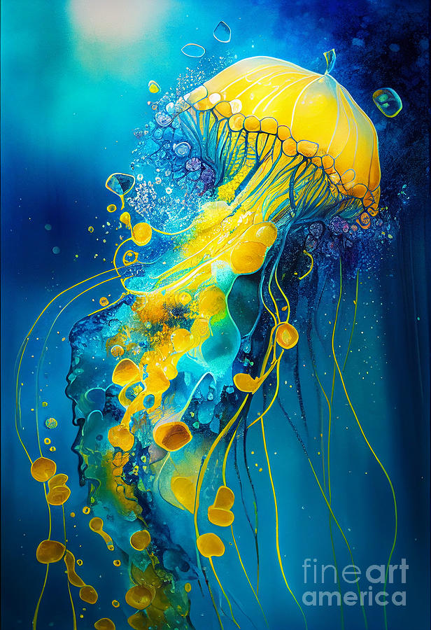 Jellyfish 4 Mixed Media by Binka Kirova