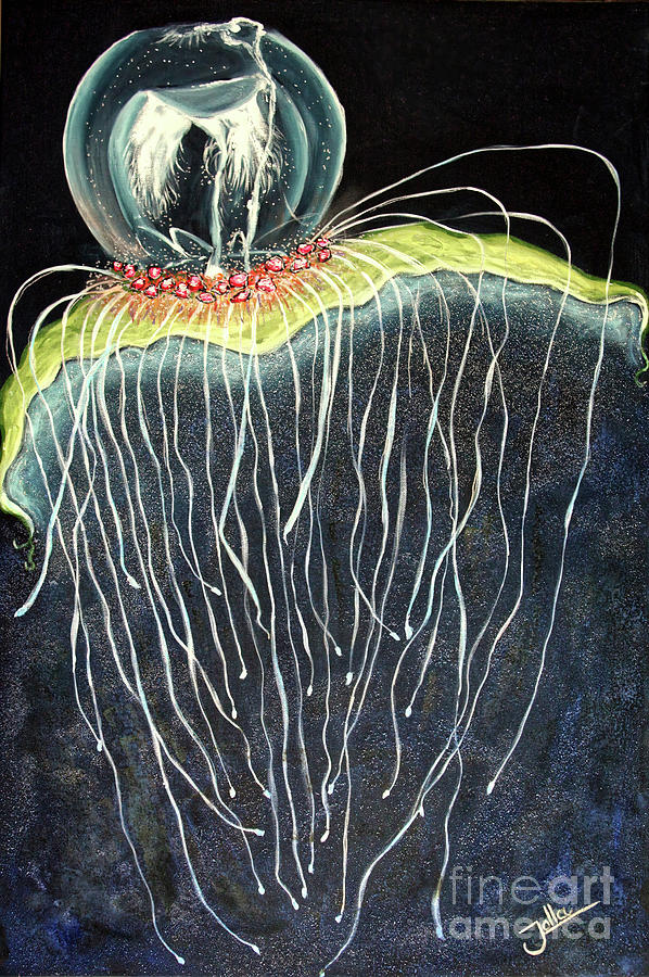 Abstract Painting - Jellyfish by Jolanta Anna Karolska