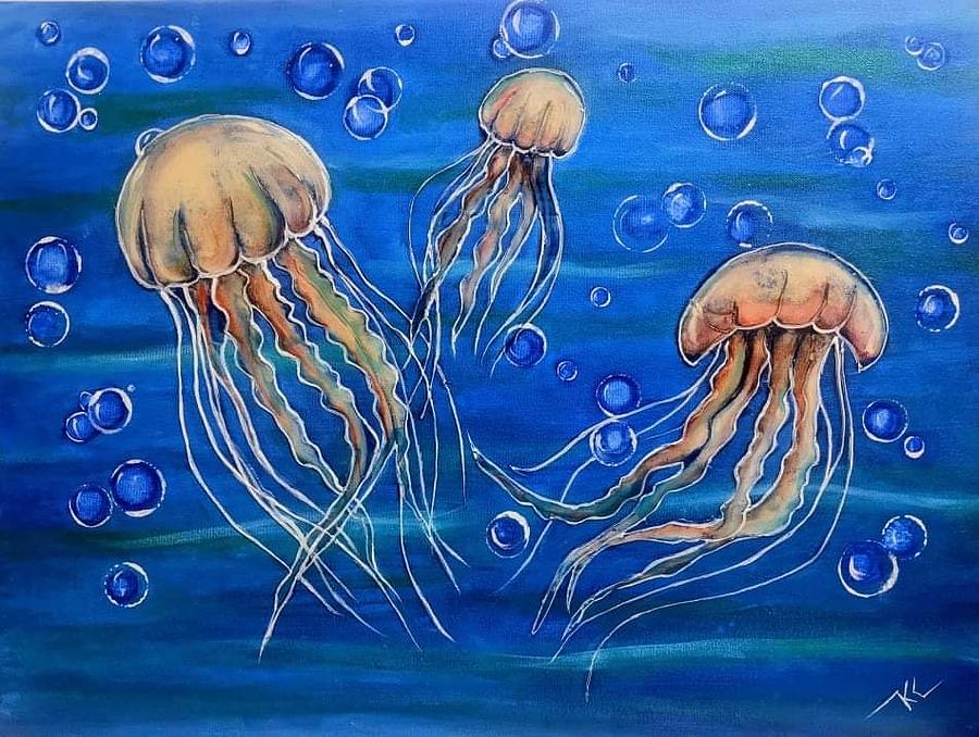 Jellyfish  Mixed Media by Katerina Kovatcheva