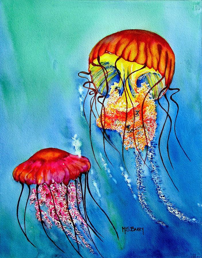 Jellyfish Painting by Maria Barry