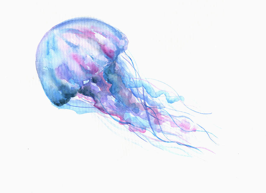 Pearlescent watercolor painting- jellyfish Waterco