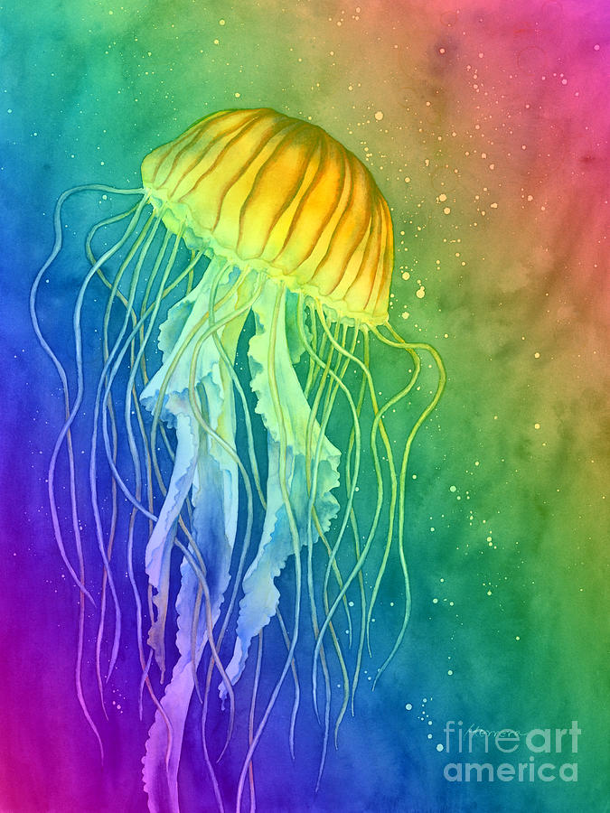 Jellyfish On Rainbow Painting