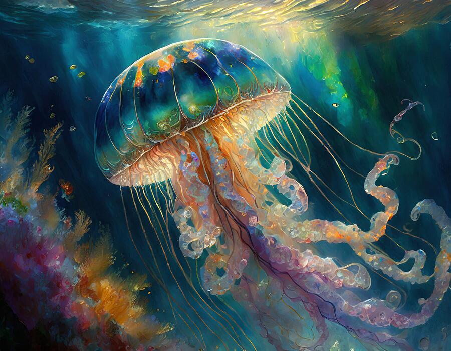Jellyfish Waltz Mixed Media by Susan Rydberg