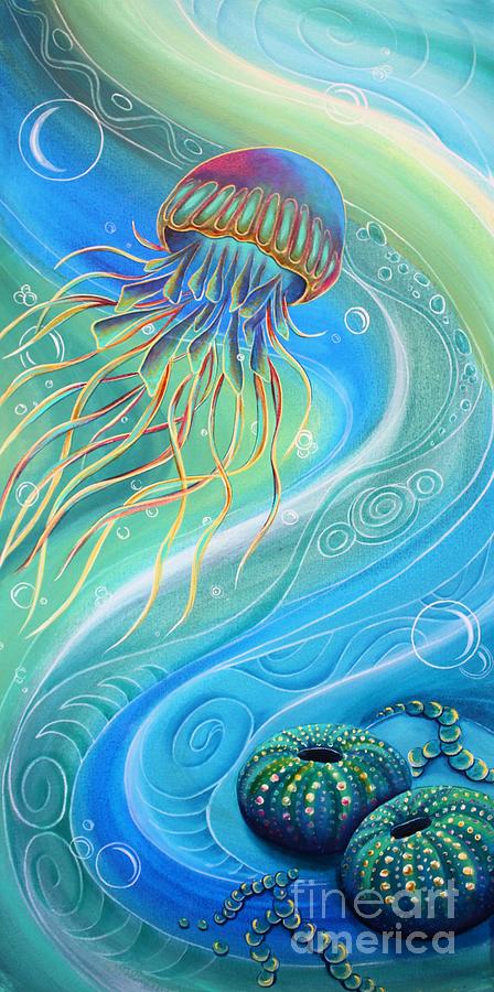 Jellyfish with Kina Urchin Painting by Reina Cottier