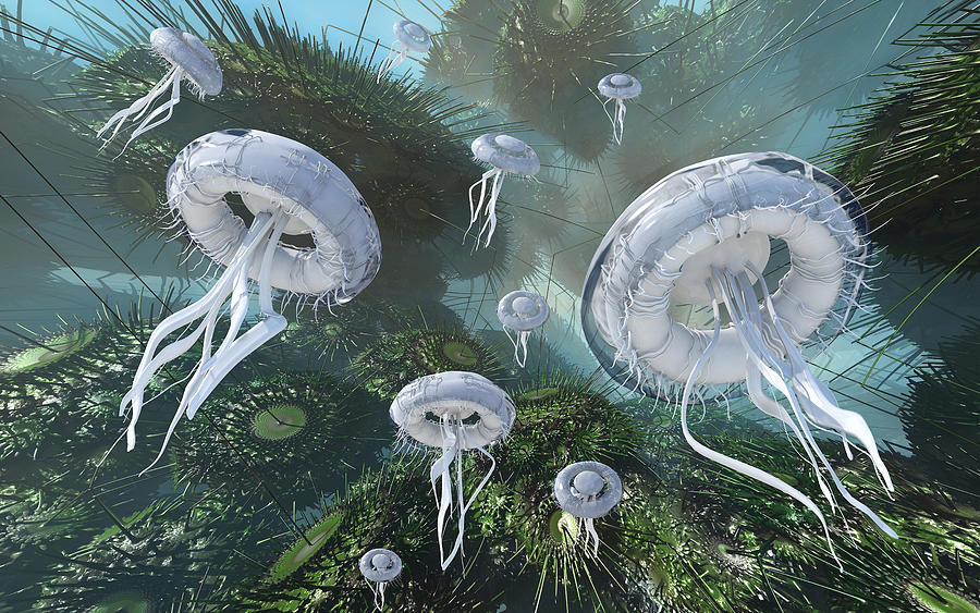 Jellyfish world Digital Art by Richard Hopkinson